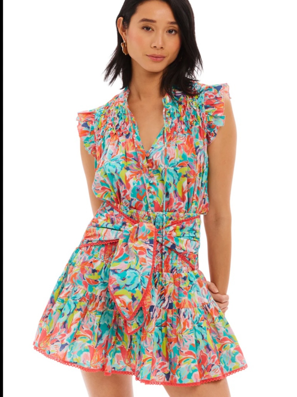 Allison NY Mini Skirt Floral Tie-Waist